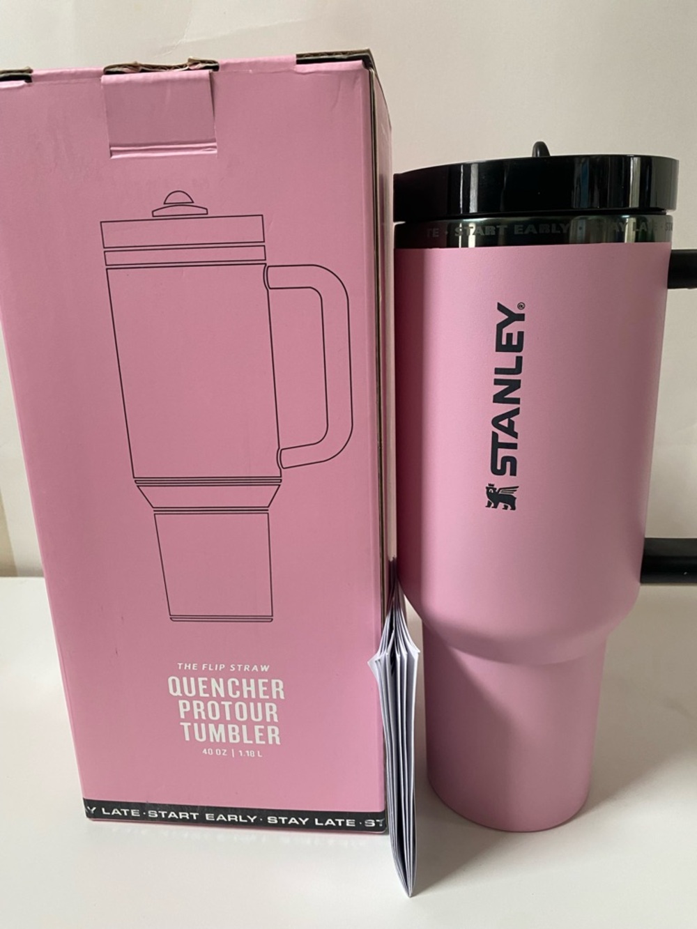 Stanley Pink Insulated Travel Tumbler with Handle